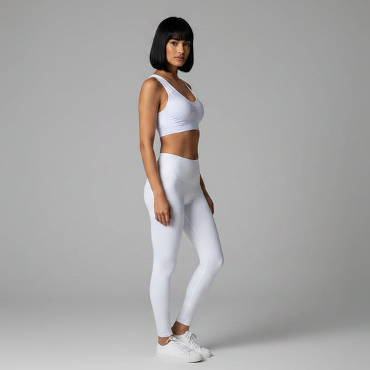 White women’s breathable gym sports bra with lightweight supportive fit - AresFit