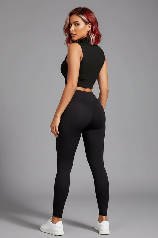 Women’s Zip Front Crop Top Set - AresFit