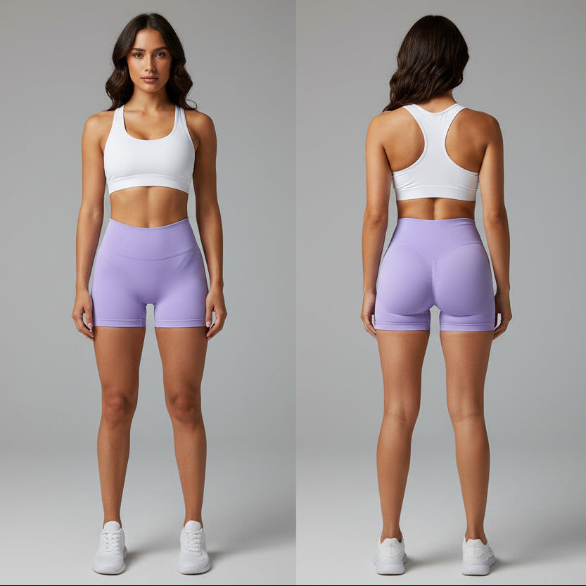 Purple athletic shorts on a white background - Aresfit