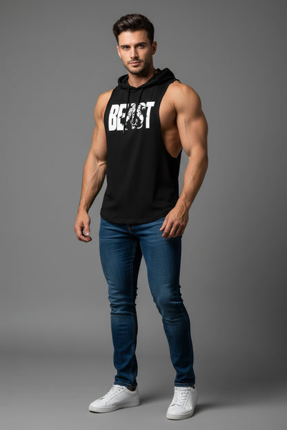 Men's Sleeveless Hooded Gym Top