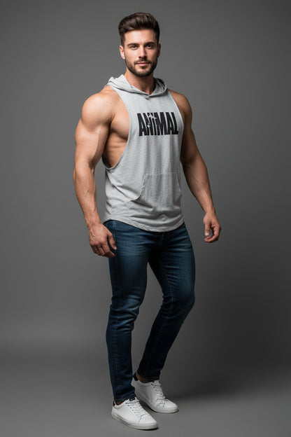 Men's Sleeveless Hooded Gym Top