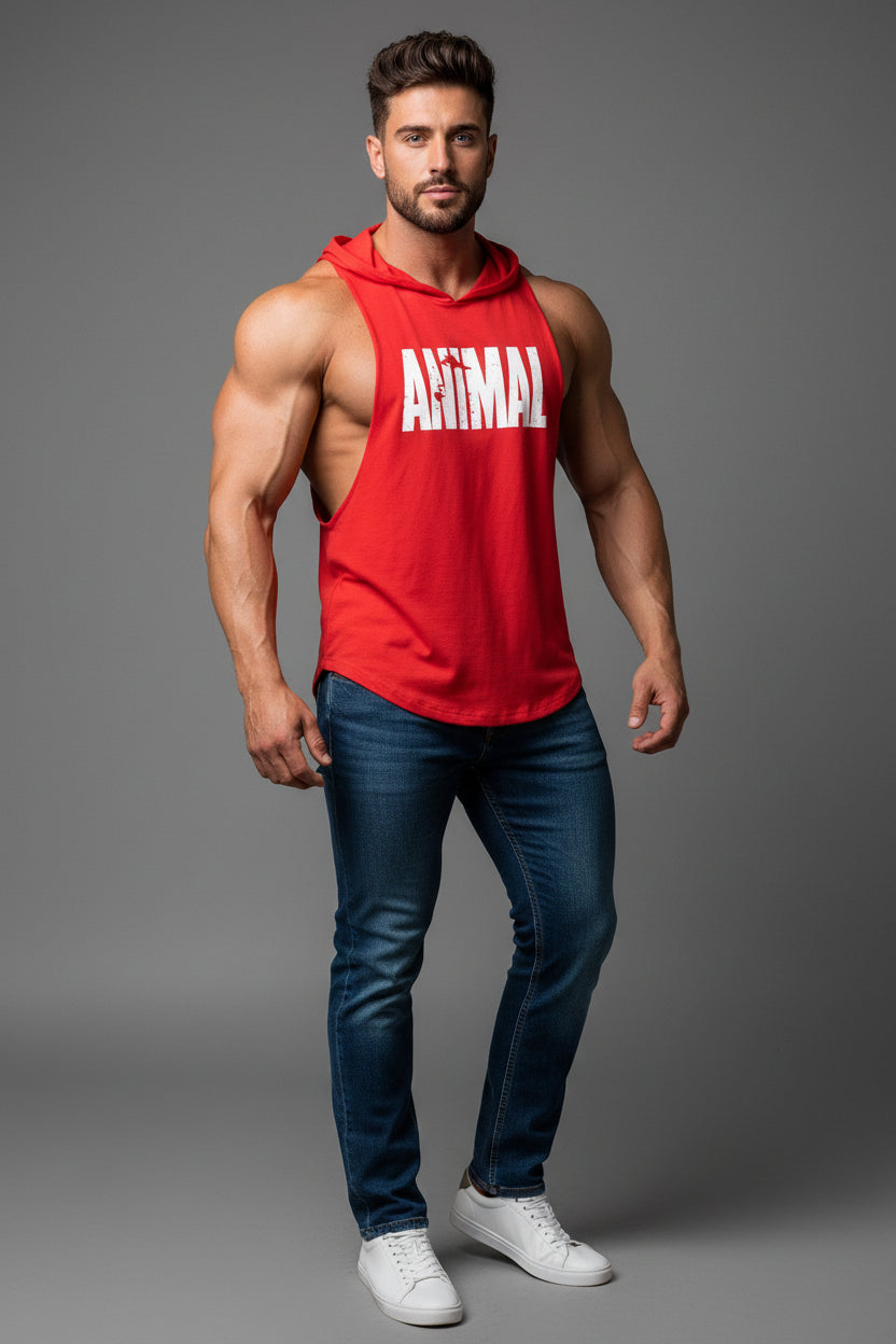 Men's Sleeveless Hooded Gym Top