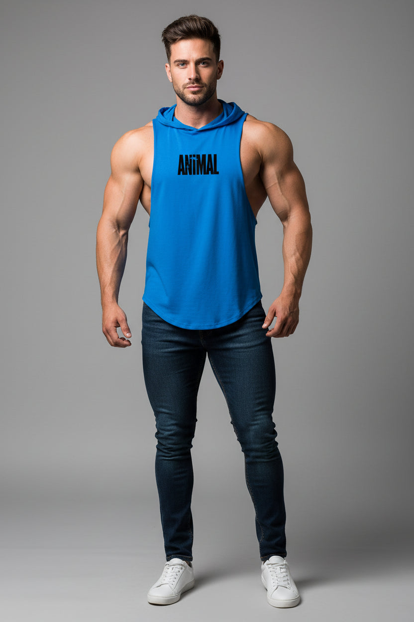 Men's Sleeveless Hooded Gym Top
