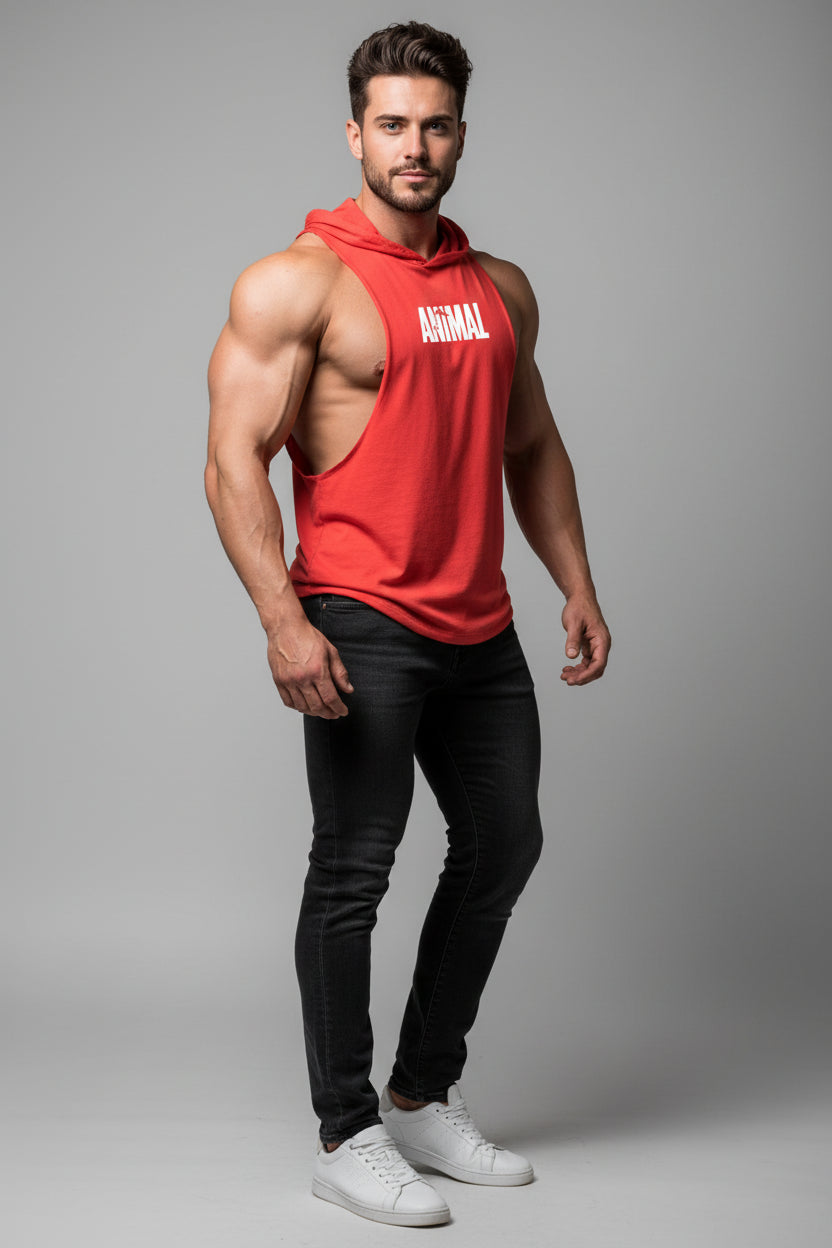 Men's Sleeveless Hooded Gym Top
