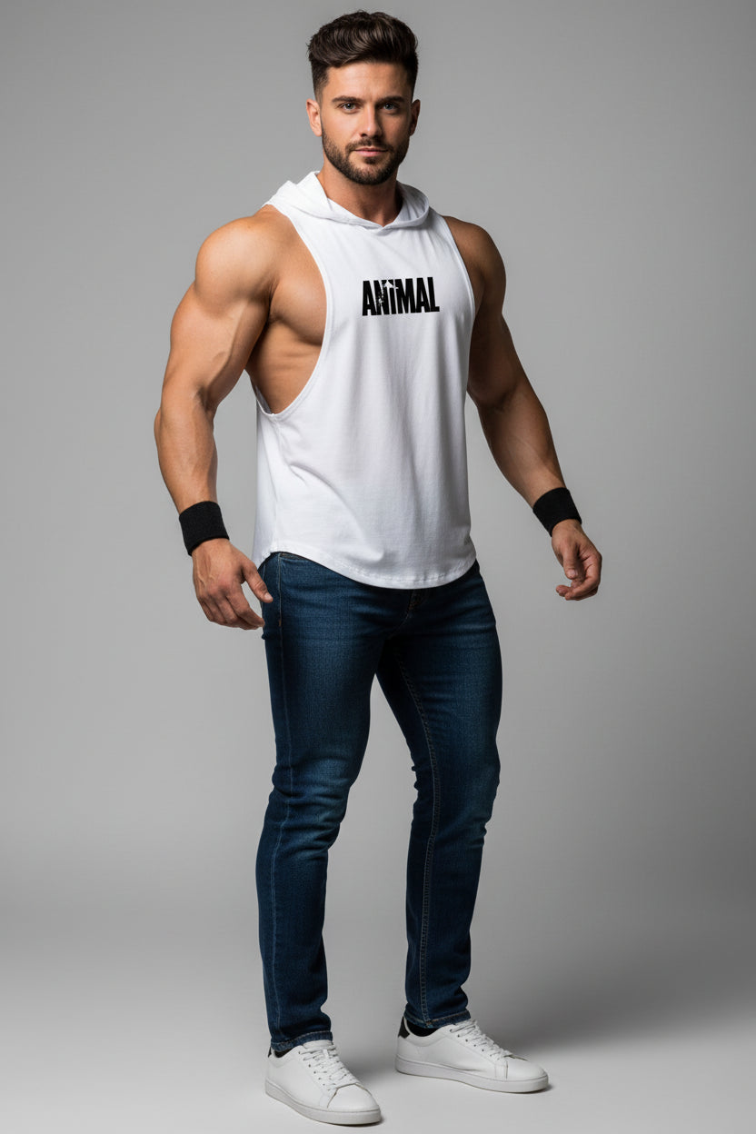 Men's Sleeveless Hooded Gym Top