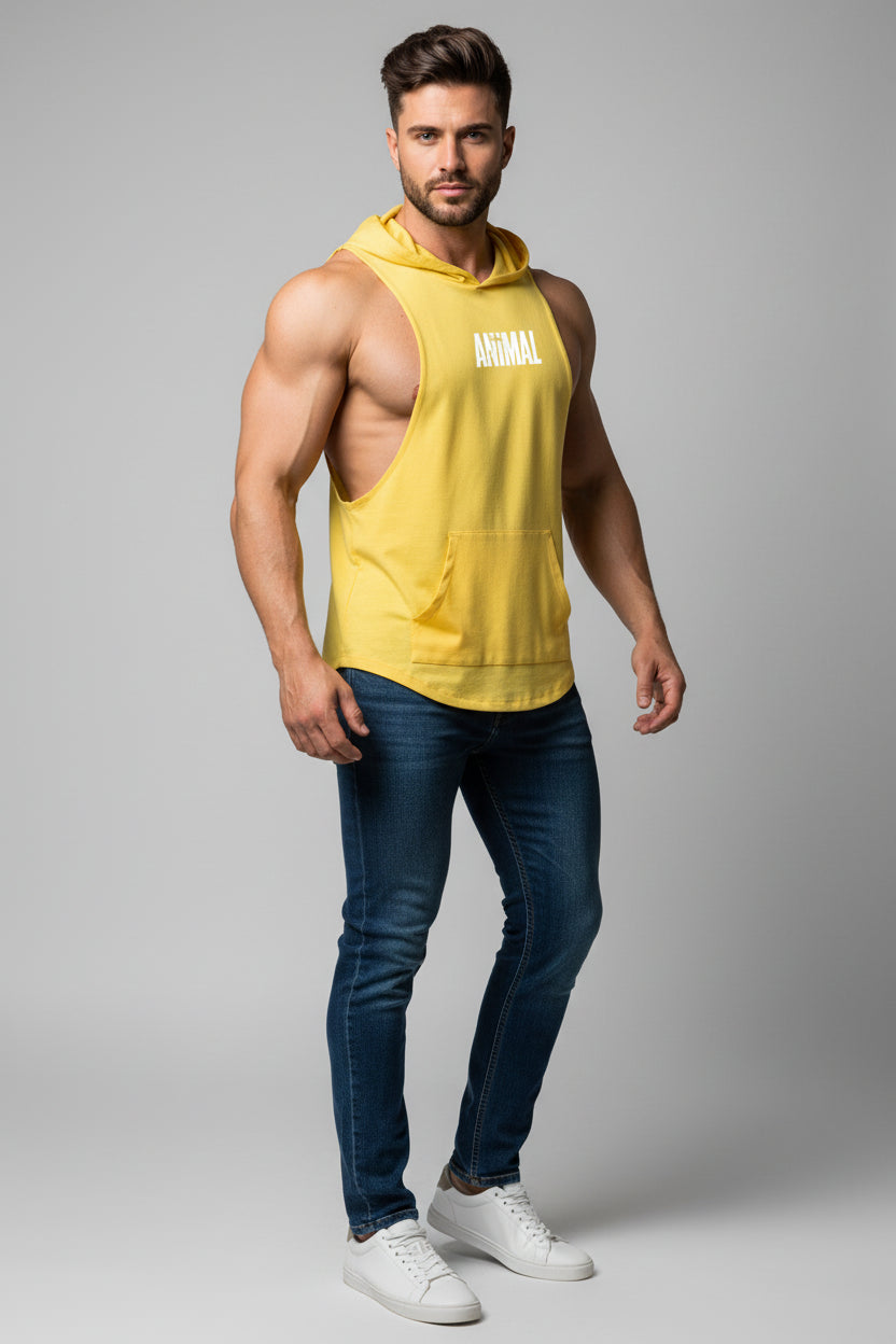 Men's Sleeveless Hooded Gym Top