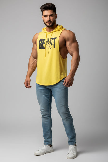 Men's Sleeveless Hooded Gym Top