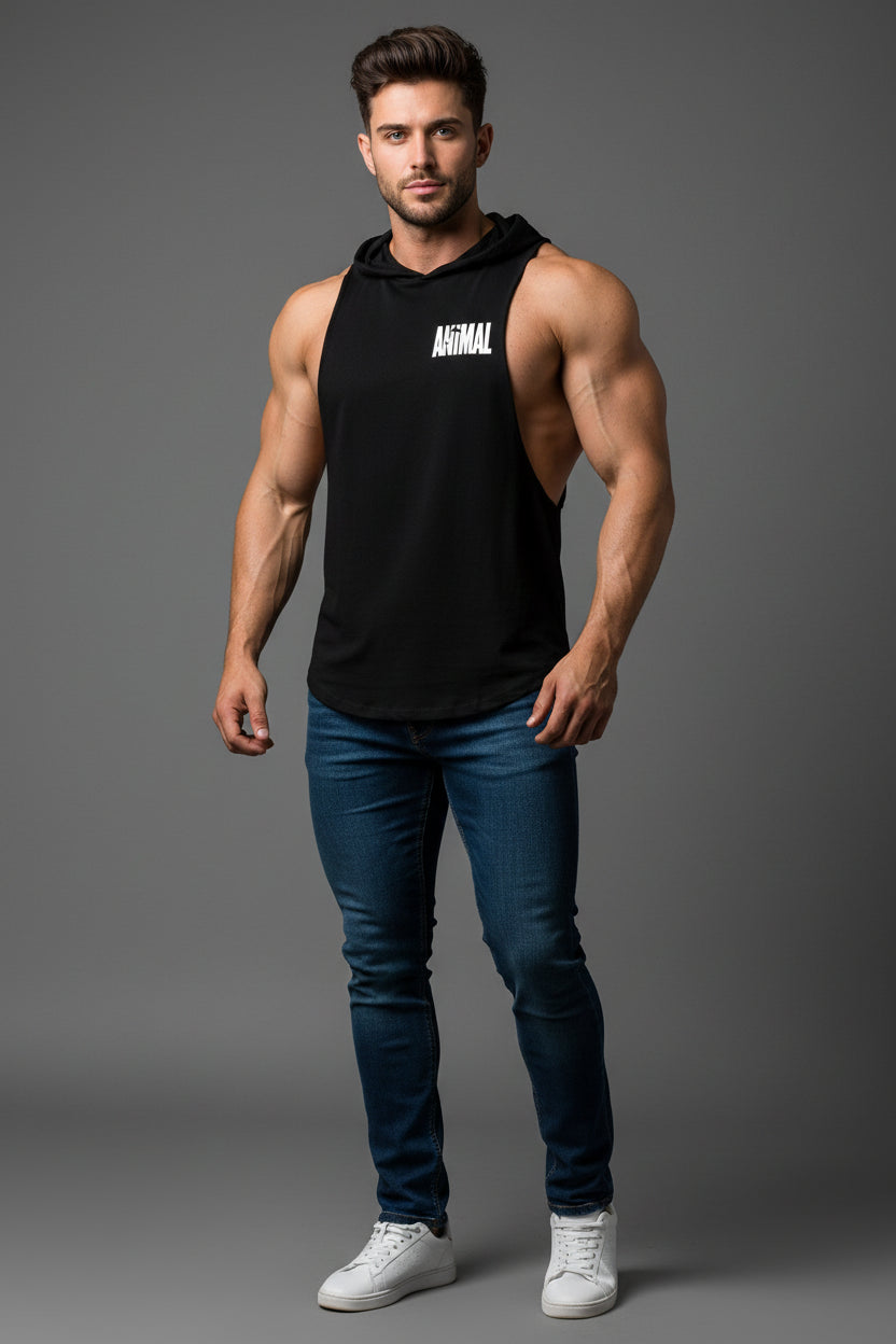 Men's Sleeveless Hooded Gym Top