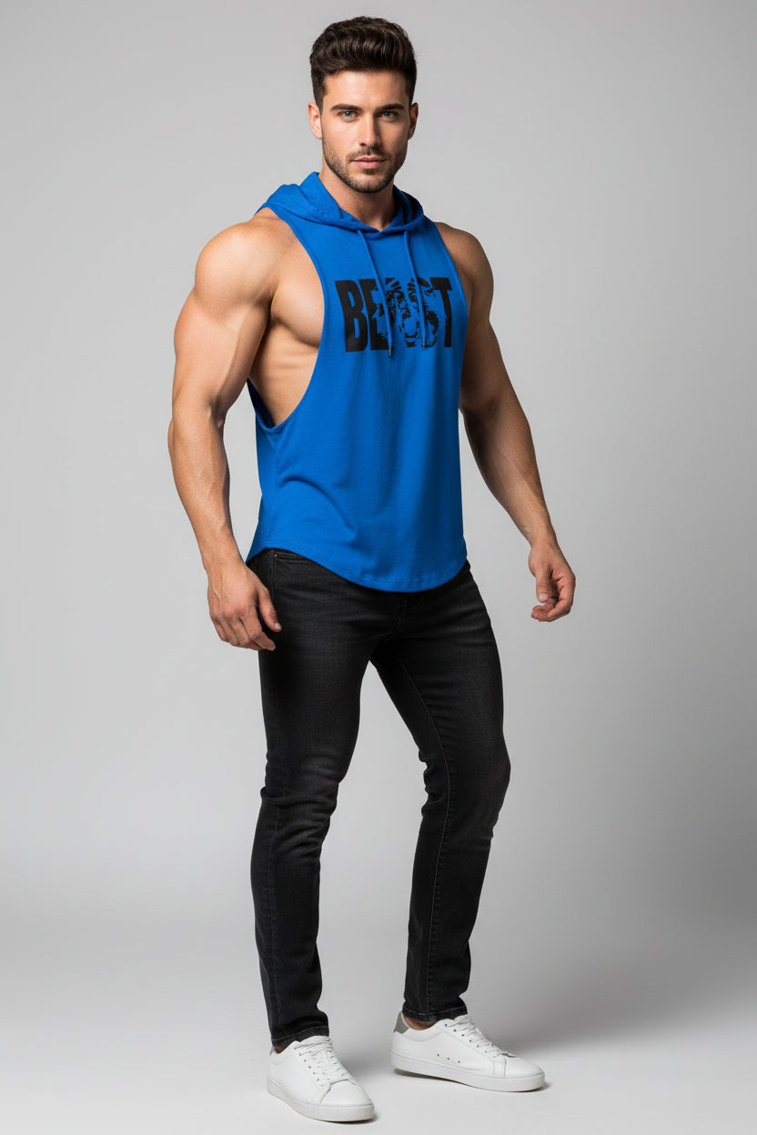 Men's Sleeveless Hooded Gym Top
