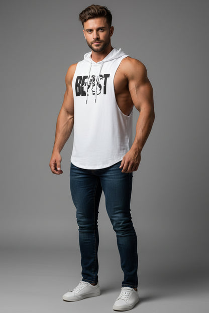 Men's Sleeveless Hooded Gym Top