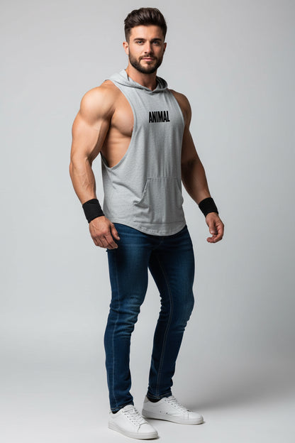 Men's Sleeveless Hooded Gym Top