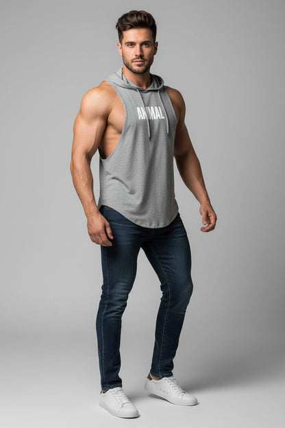Men's Sleeveless Hooded Gym Top