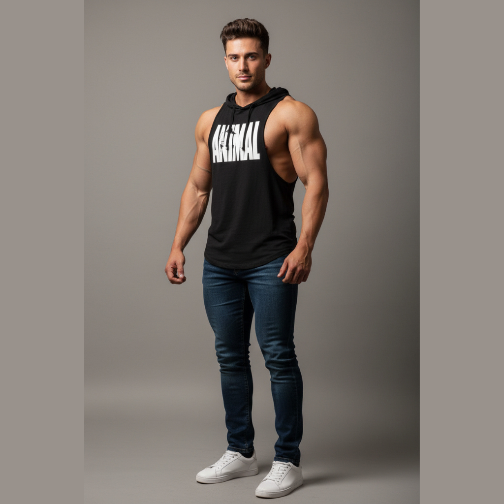 Men's Sleeveless Hooded Gym Top