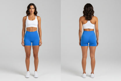 Blue athletic shorts on a white background - Aresfit