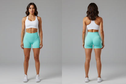 Turquoise athletic shorts on a white background - Aresfit