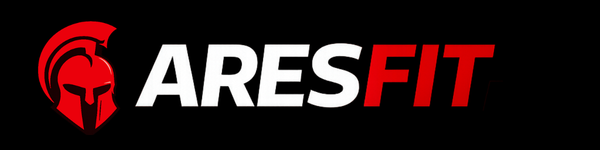 AresFit logo featuring a Spartan helmet and AresFit wordmark in red and white on a black background - Aresfit