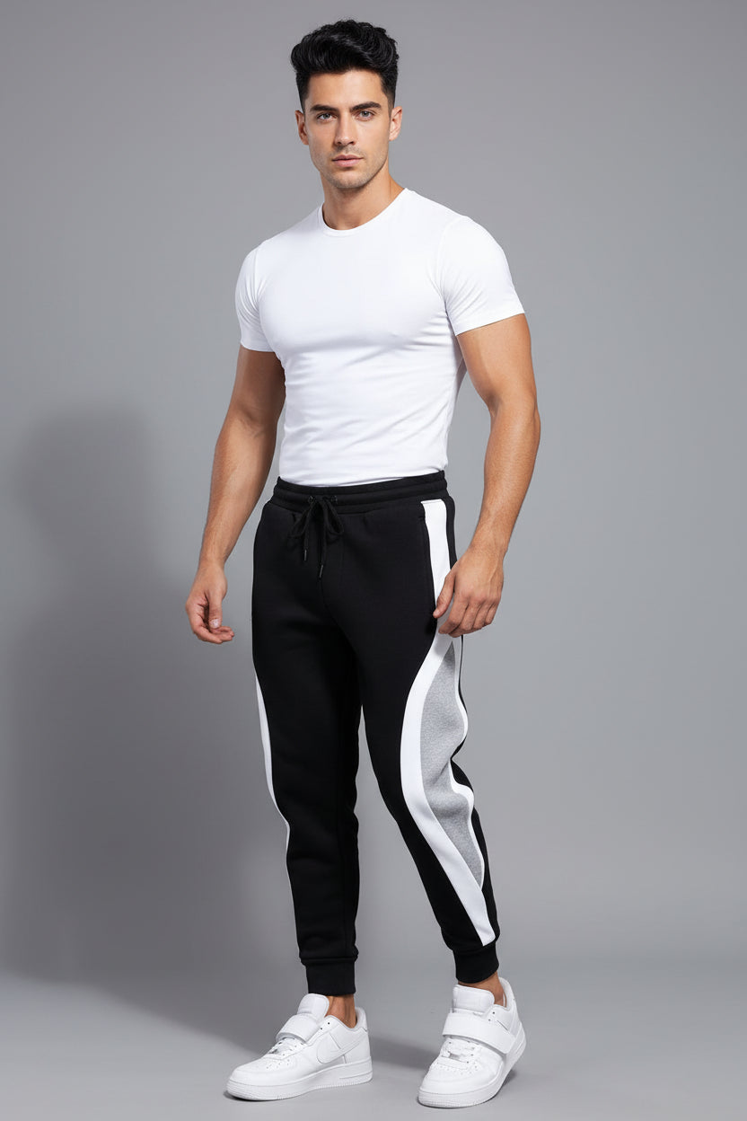 Men’s graphic print joggers in black, gray and white - AresFit