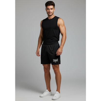 Men's 2 in 1 Gym Shorts in Black and Black - AresFit