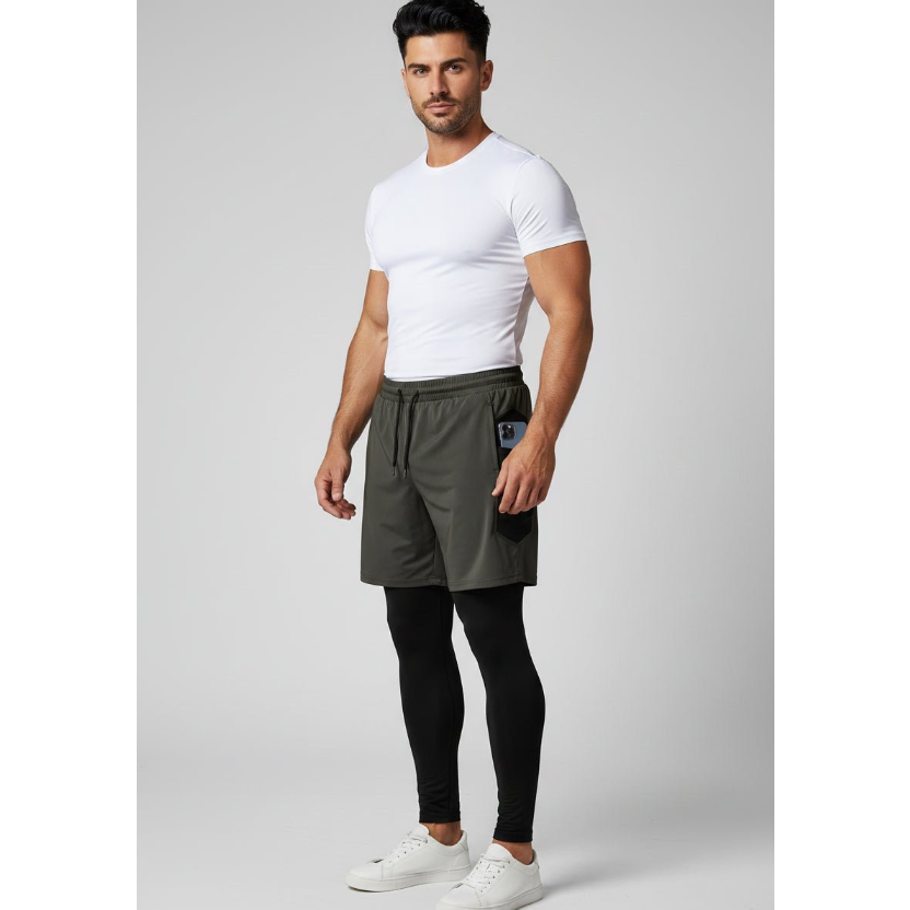 Men's 2 in 1 Training Shorts in Green - AresFit