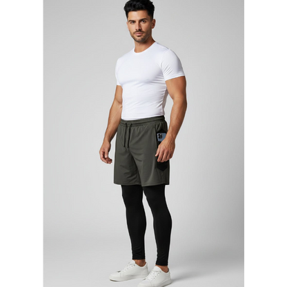Men's 2 in 1 Training Shorts in Green - AresFit