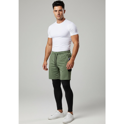 Men's 2 in 1 Training Shorts in Light Green - AresFit