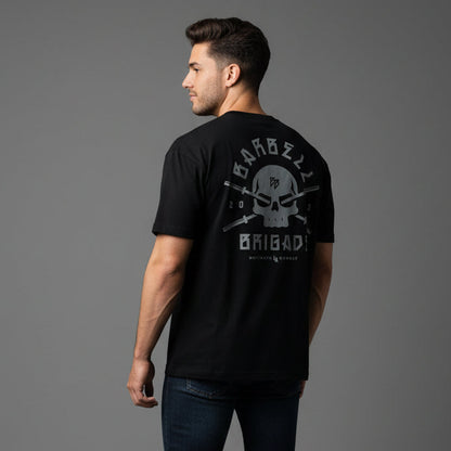 Men's Barbell Brigade oversized gym t-shirt with large bodybuilding inspired back graphic print - AresFit