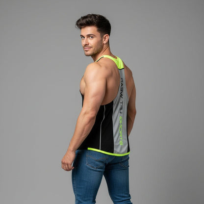 Men's bodybuilding stringer tank top detail image - AresFit