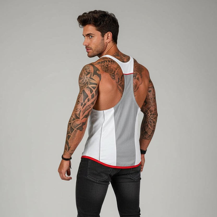 Men's bodybuilding stringer tank top detail image - AresFit