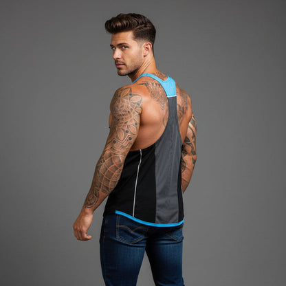 Men's bodybuilding stringer tank top detail image - AresFit