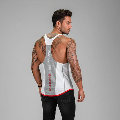 Man wearing bodybuilding stringer tank top style 4 - AresFit
