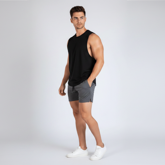 Men's Cotton Gym Shorts with Pockets in Dark Grey - AresFit