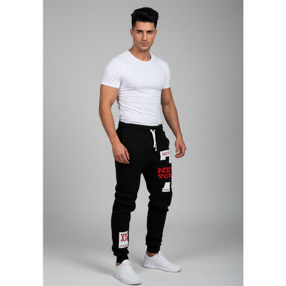 Men's Graphic Athletic Joggers in Black and Grey - AresFit