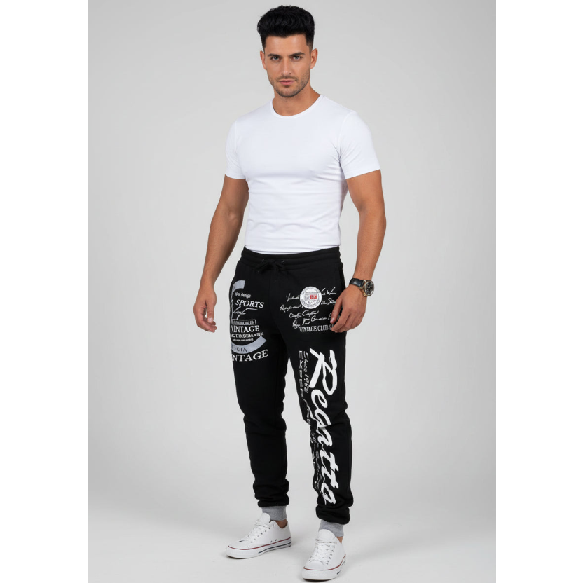 Men's Graphic Athletic Joggers in Black and White - AresFit