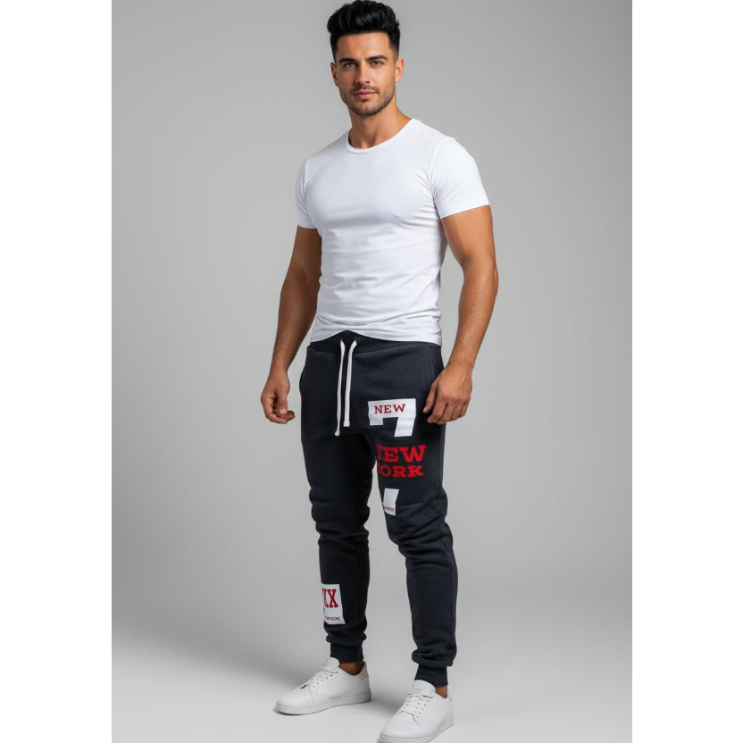 Men's Graphic Athletic Joggers in Dark Grey and Red - AresFit