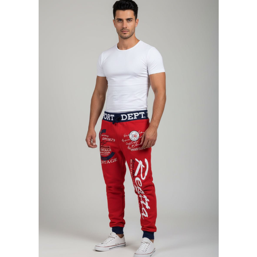 Men's Graphic Athletic Joggers in Red and Black - AresFit