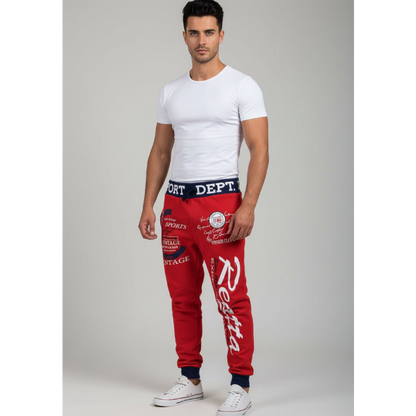 Men's Graphic Athletic Joggers in Red and Black - AresFit