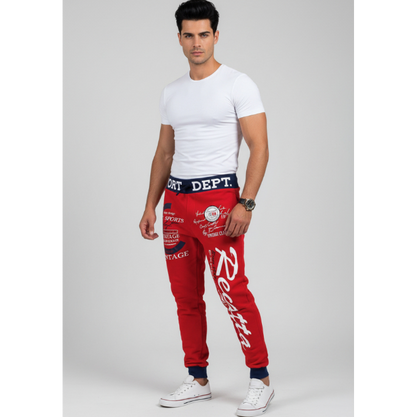Men's Graphic Athletic Joggers in Red and Blue - AresFit