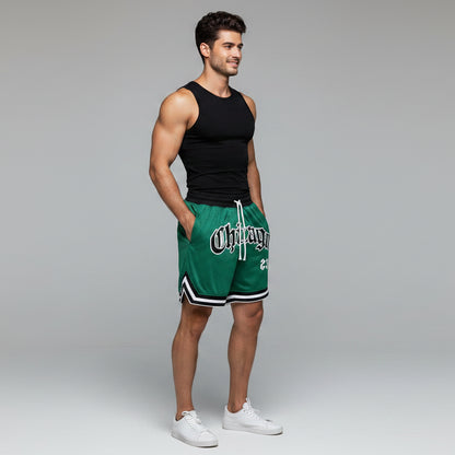 Men's Gym Shorts with Zip Pockets in Green - AresFit