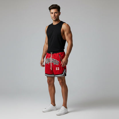 Men's Gym Shorts with Zip Pockets in Red - AresFit