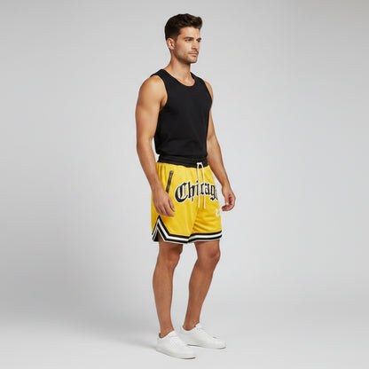 Men's Gym Shorts with Zip Pockets in Yellow - AresFit