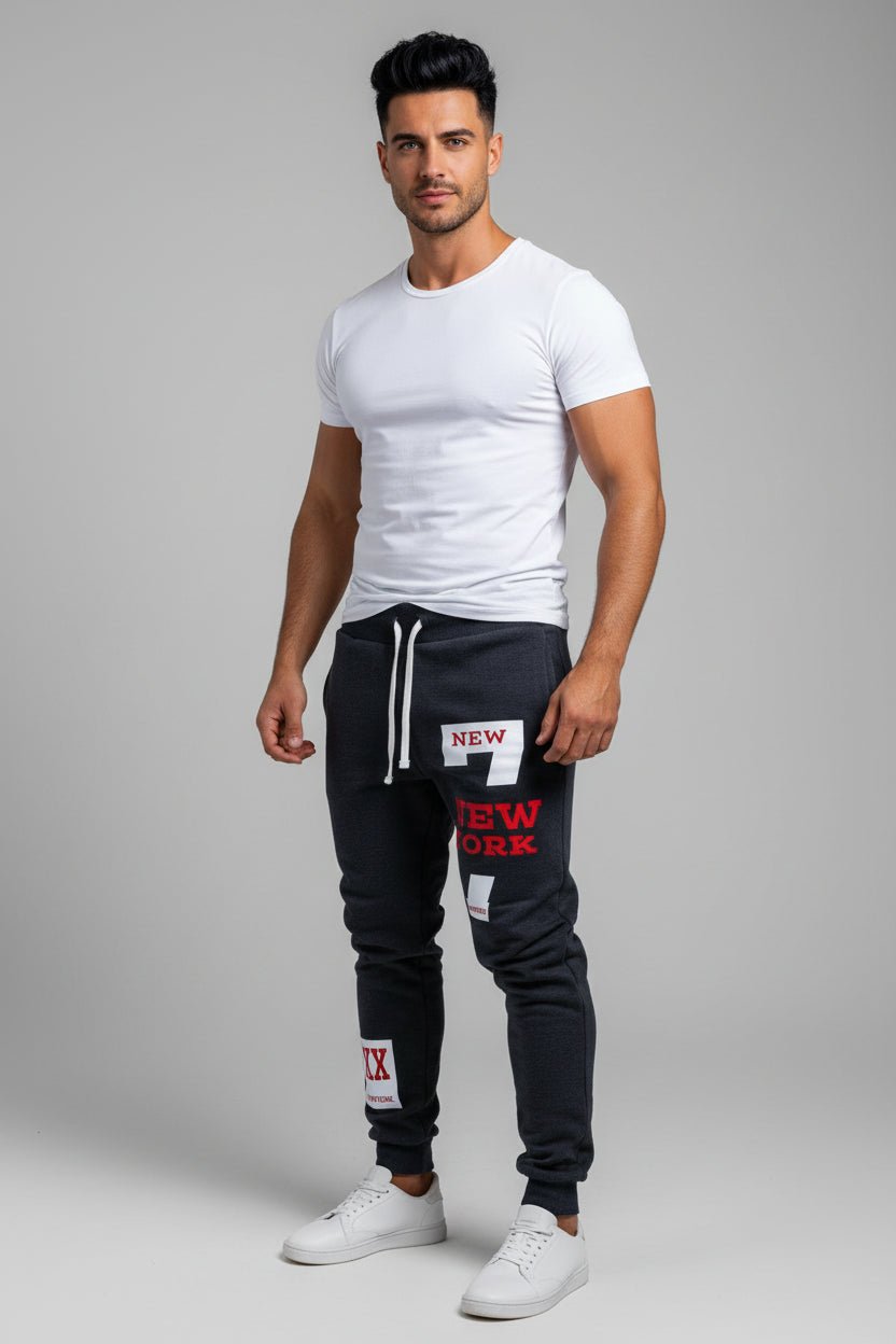 Men’s graphic print joggers in black and red - AresFit