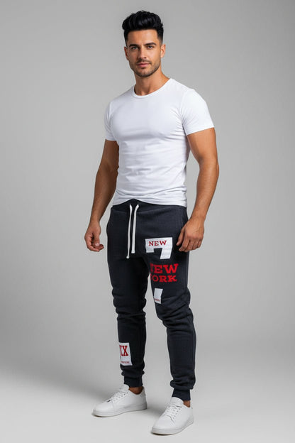 Men’s graphic print joggers in black and red - AresFit