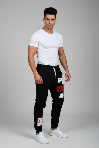 Men’s graphic print joggers in black and red - AresFit