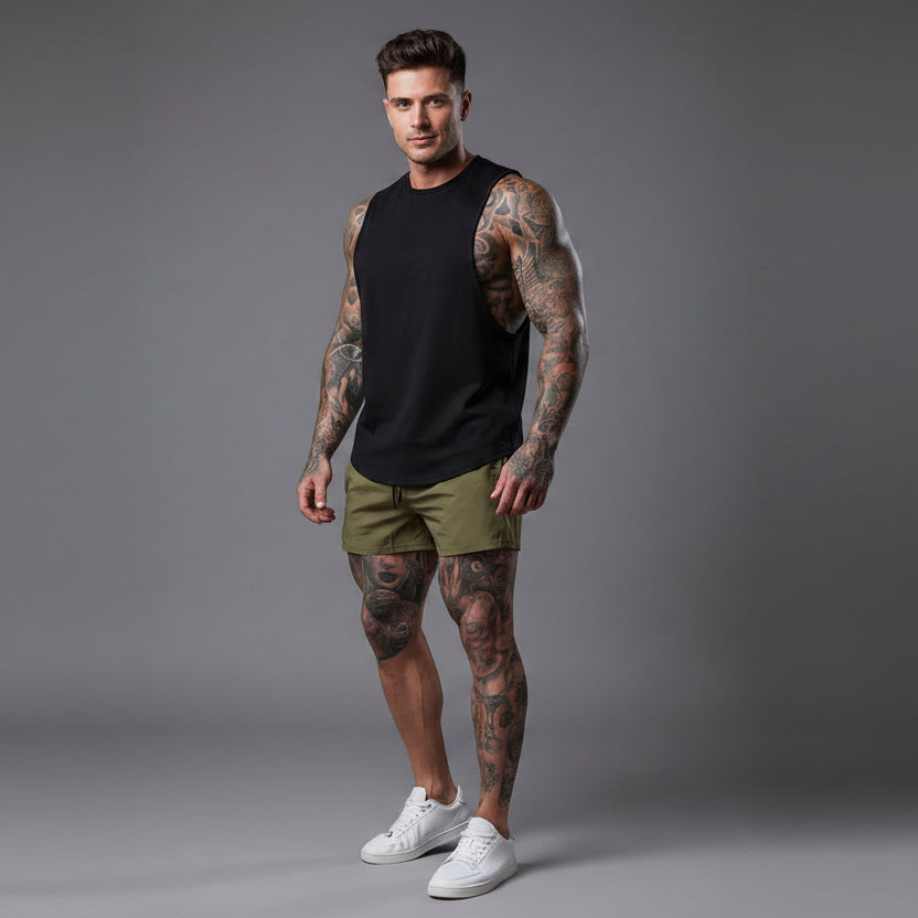 Men's Gym Shorts in Army Green for Training and Workouts - AresFit