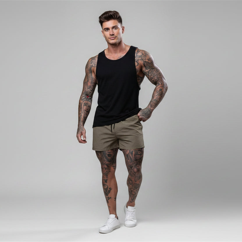 Men's Gym Shorts in Khaki for Training and Workouts - AresFittop