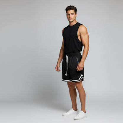 Men's Gym Shorts with Zip Pockets in Black - AresFit