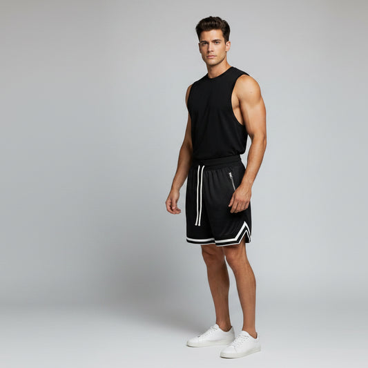 Men's Gym Shorts with Zip Pockets in Black - AresFit
