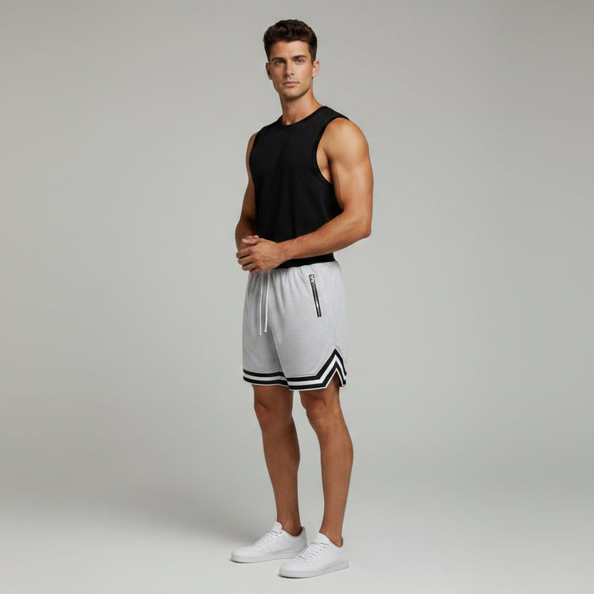 Men's Gym Shorts with Zip Pockets in Grey - AresFit