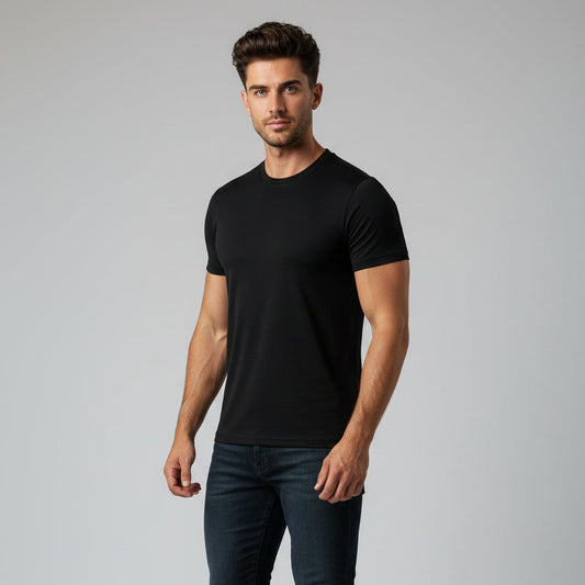 Men's black lightweight training t-shirt with breathable fabric and athletic fit - AresFit