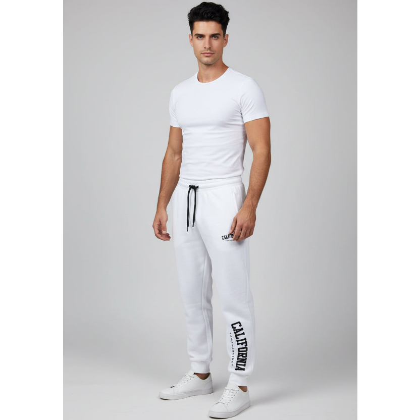 Men's Logo Joggers in White - AresFit